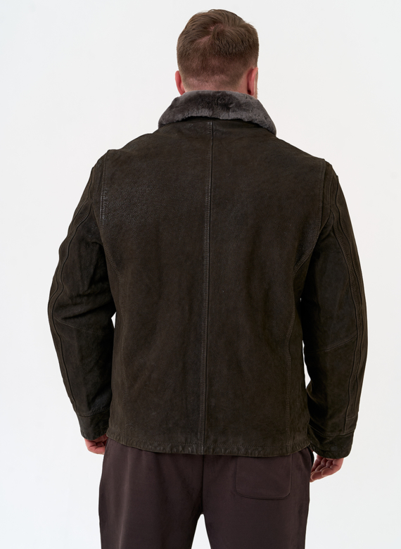 Куртка из натуральной кожи с отделкой из овчины