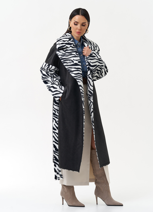 Двухстороннее пальто из эко замши с английским воротником модель № 29978 универмаг малина