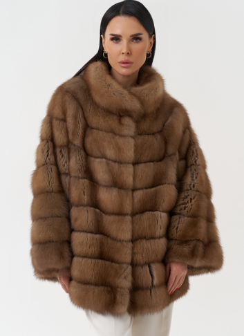 Шуба из куницы с воротником стойка