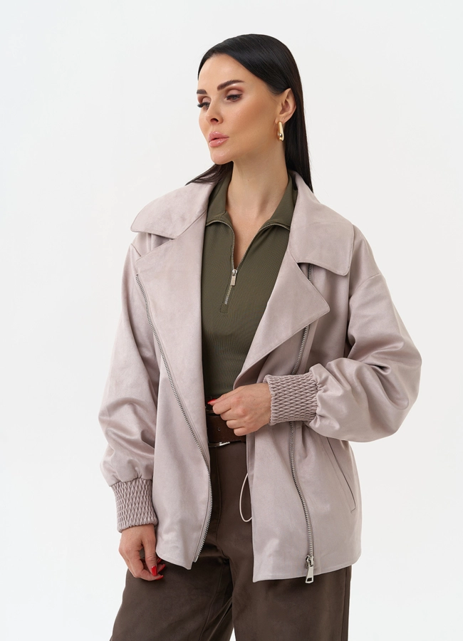 Женская куртка из эко замши с поясом модель № 30058 универмаг малина