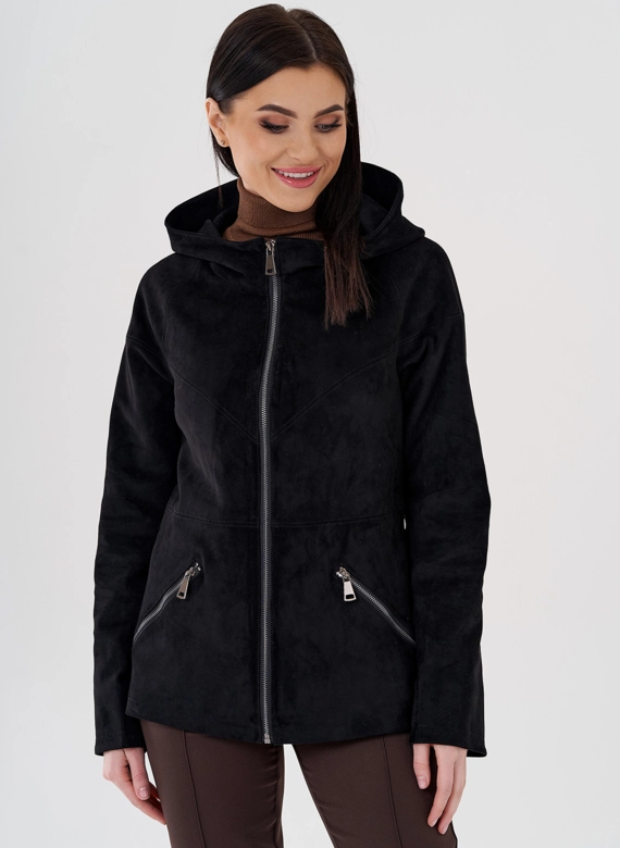 Куртка из эко замши с капюшоном