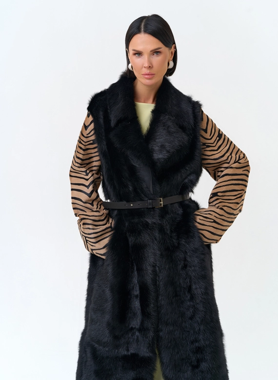 Женская двухсторонняя дубленка из натурального меха фото