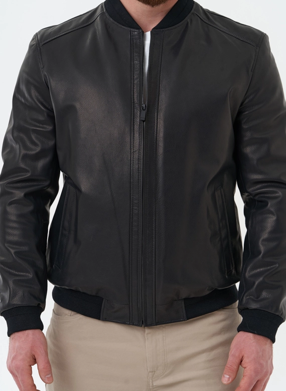 Мужская куртка бомбер из натуральной кожи