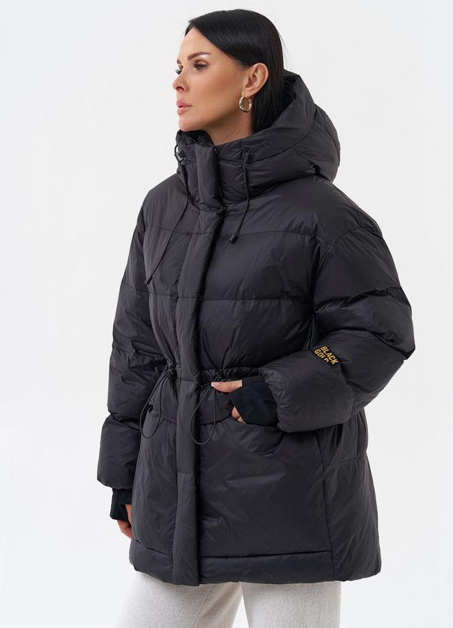 фото Женский пуховик черного цвета модель № 26112