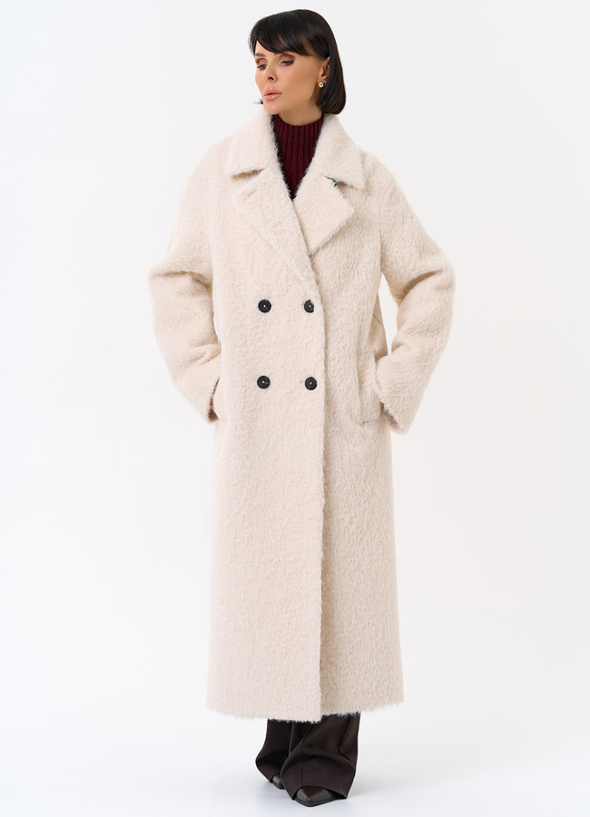 Утепленное женское пальто с английским воротником  модель № 31881 универмаг малина