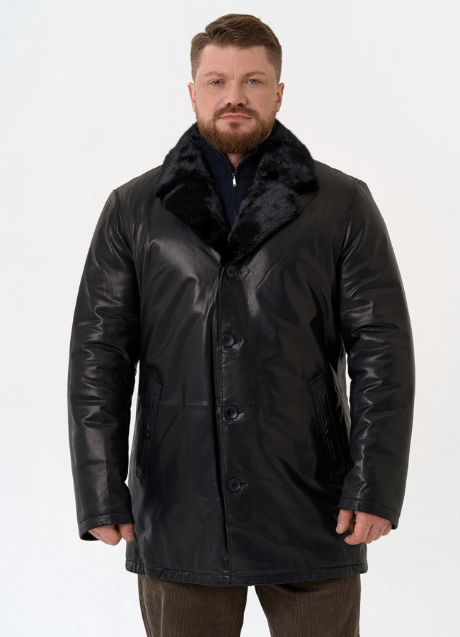 Мужская дубленка с английским воротником модель № 31779 универмаг малина