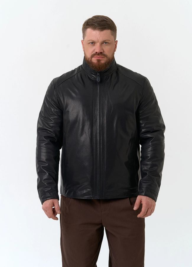 фото Мужская утепленная куртка из натуральной кожи модель № 33104 фото