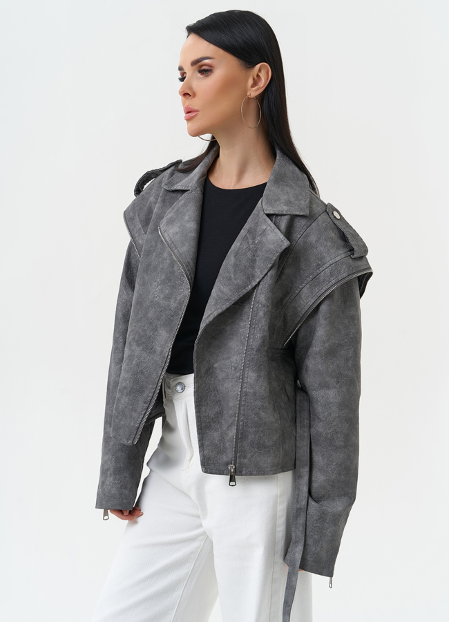 фото Куртка женская из эко кожи в стиле ретро модель № 30310