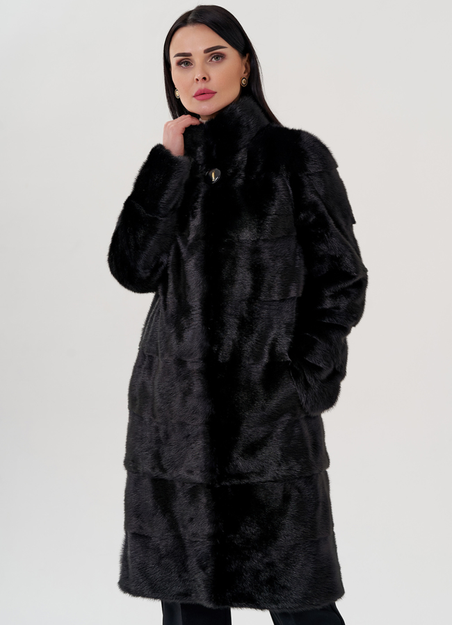 Норковая шуба модель № 24729 меха малина