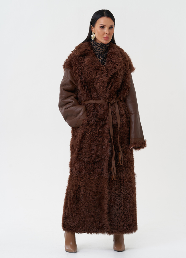 Двухсторонняя натуральная дубленка модель № 28425 универмаг малина