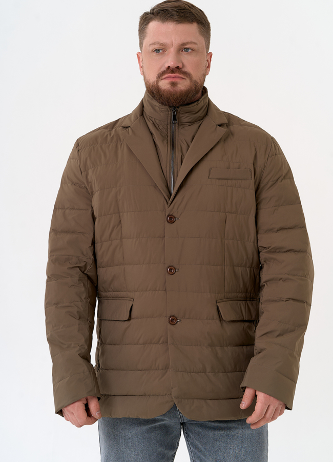 Мужской пуховик со съемной манишкой модель № 31461 универмаг малина